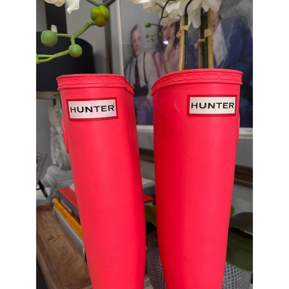 Hunter Tall Waterproof Rain Boot Neon Pink 5 - Picture 5 of 11